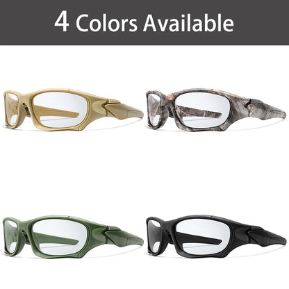Photochromic Cycling Sunglasses Men Outdoor Sports Tactical Camouflage Goggles Vintage Driving Riding Fishing Windproof