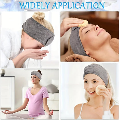 Women's Adjustable Wide Headband - Great Cosmetic Accessory for Yoga, Sports, Spa, Bath, Shower, Makeup and Face Wash