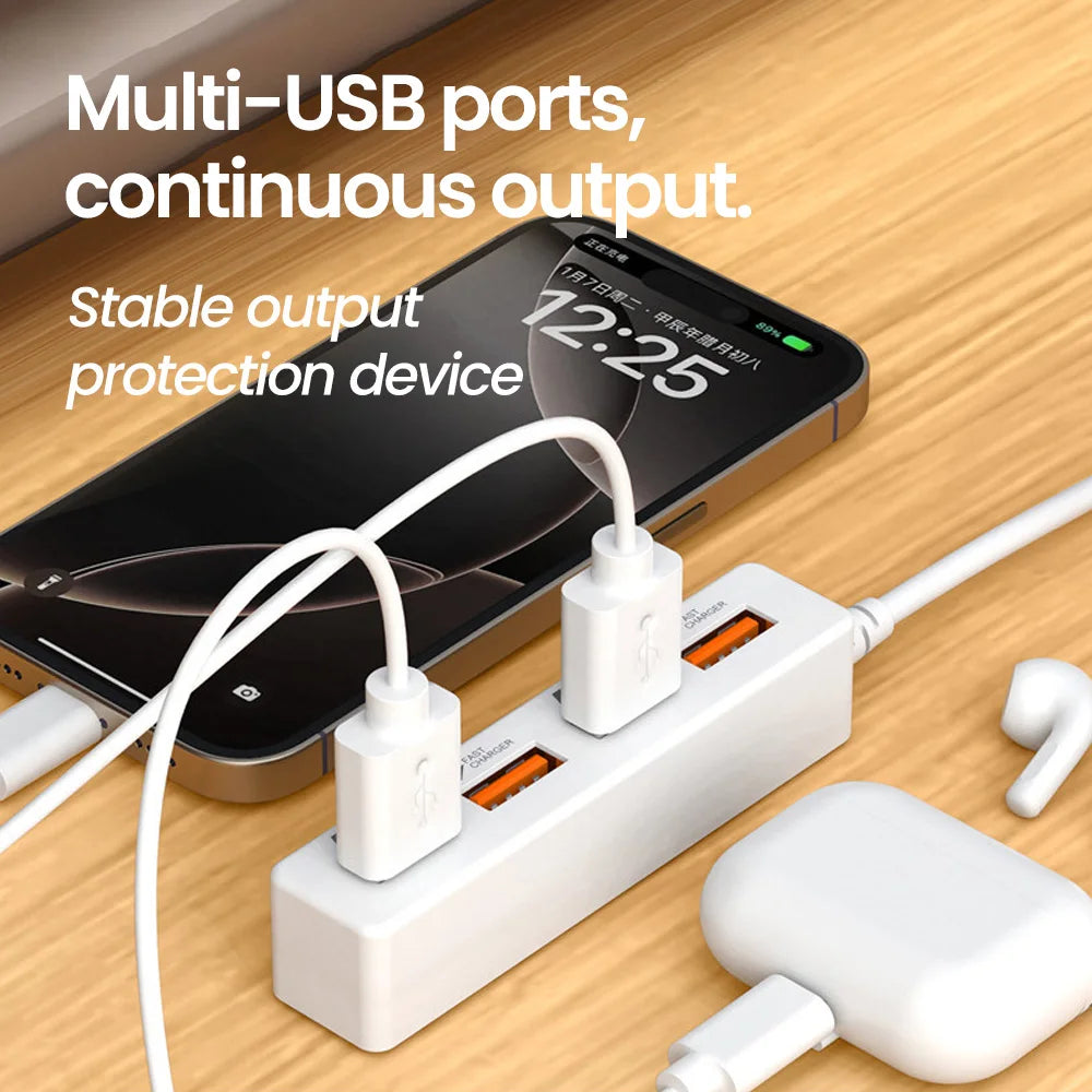 USB 2.0 4 Ports Plug Power Strip Charger Extension Cables USB Hub Multi-Port Socket Powered For PC Computer Accessories 30/120cm