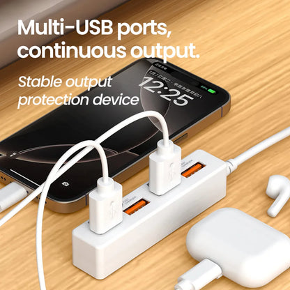 USB 2.0 4 Ports Plug Power Strip Charger Extension Cables USB Hub Multi-Port Socket Powered For PC Computer Accessories 30/120cm