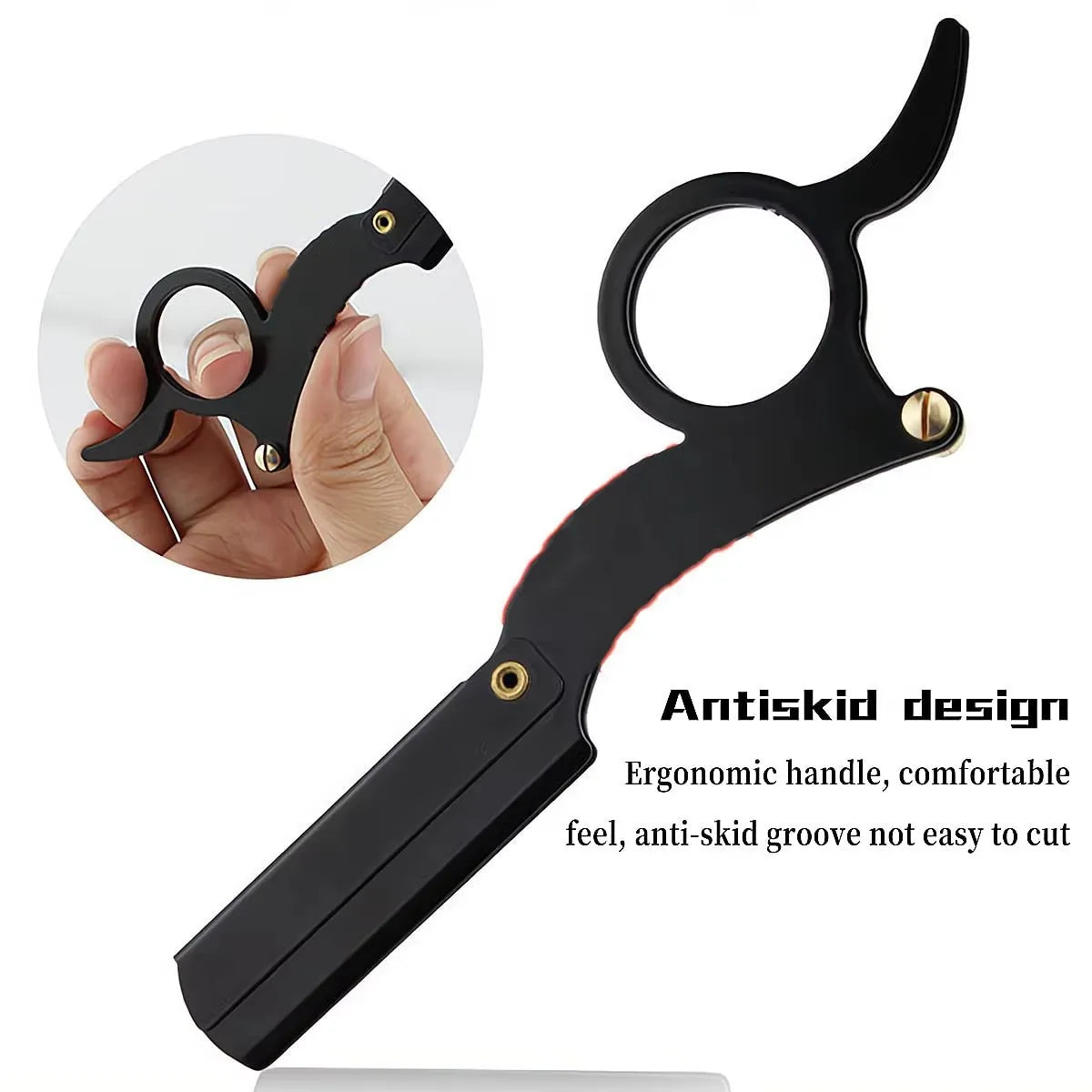 KVIFO【Hot sales】New Old Fashioned Razor Manual Shaver Mini Thumb Shaver Men's Face Shaver Holder Eyebrow Shaver with blade