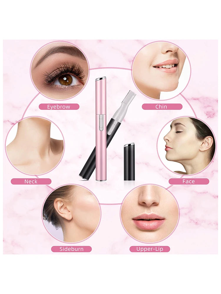 Electric Mini Eyebrow Trimmer Shaver Hair Removal Facial Neck Body Arms Legs Blur - Rechargeable Personal Grooming Kit