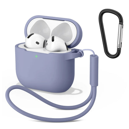 Soft Silicone Cases For Apple Airpods 4 Wireless Bluetooth Headset Cover For Air Pods 4 Protective Case With Lanyard Carabiner