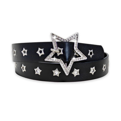 Fashion Punk style star buckle decorative belt with multiple holes small star shaped eyes multifunctional Jeans belt For Women