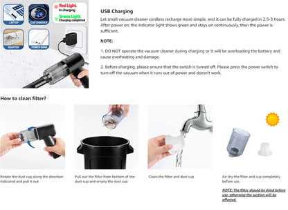 Handheld Portable Small Vacuum Cleaner Multi-Purpose Use for Cars And Household Compact Pump for Easy Cleaning