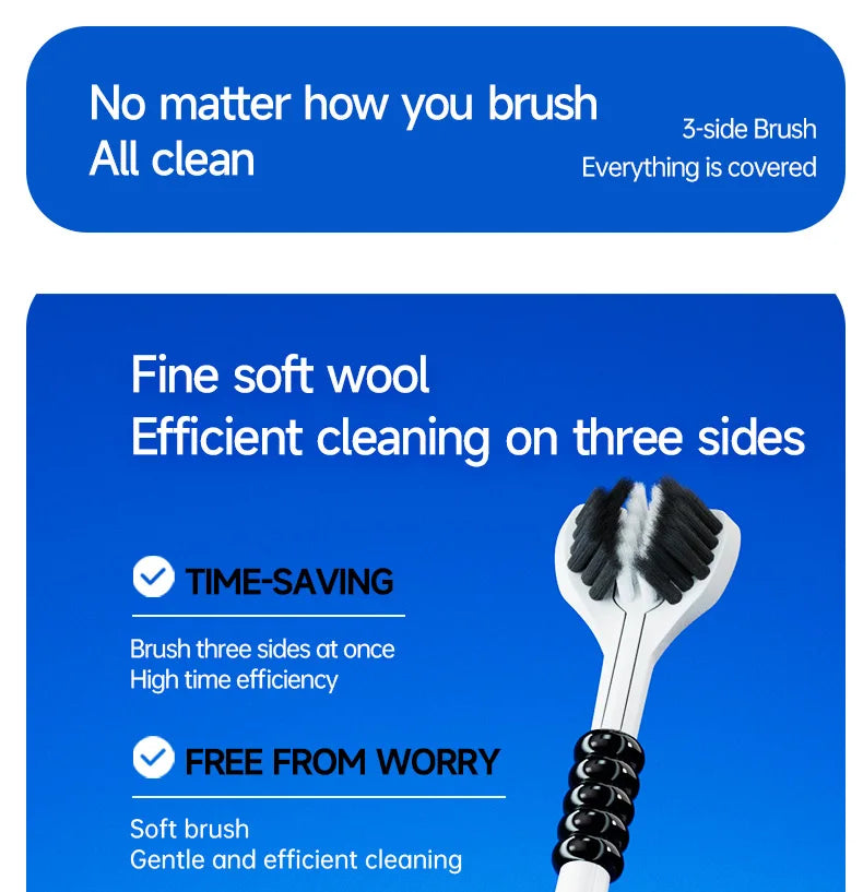 3D Manual Toothbrush 6pcs Three sided U-shaped Soft Toothbrush for Comprehensive Oral Cleaning for Adults, Men and Women, Coup