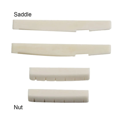2 Sets 4 Pcs 6 String Acoustic Guitar Bone Bridge Saddle 72mm And Nut 43mm Cow Bone Nut Top Folk Pillow Folk Bottom Pillow