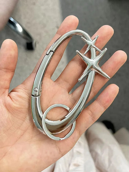 New Star Essential Icon Carabiner Keychain Blackout Women Men High Quality Oval Solid Belt Buckle Unisex Couple Sliver Key Ring
