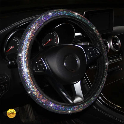 Car Universal 37/38cm Steering Wheel Cover Elastic Handle Cover Colorful Bronzing Diamond BlingBling Steering Wheel Accessories
