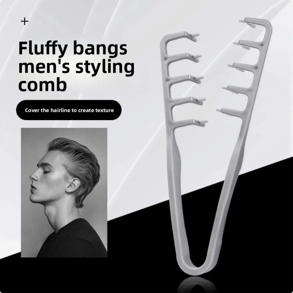 Men's Textured Styling Comb Z Shape Hair Root Lift Volumizing Comb for Fluffy Hairstyle,Seam Covering Bangs Hairdressing Tool