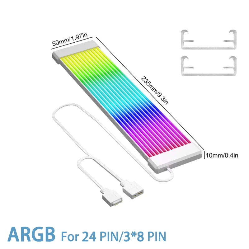 Computer Case Bendable ARGB Light Board, Suitable For Graphics Card 24pin/8pin/2x8pin/12VHPWR/Motherboard Decorative Light Strip