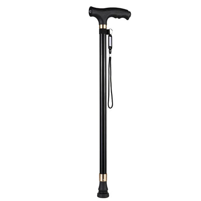 LED Light Non-Slip Elderly Walking Sticks Aluminum Alloy Multifunctional Crutch with Big Four Feet for Old Men