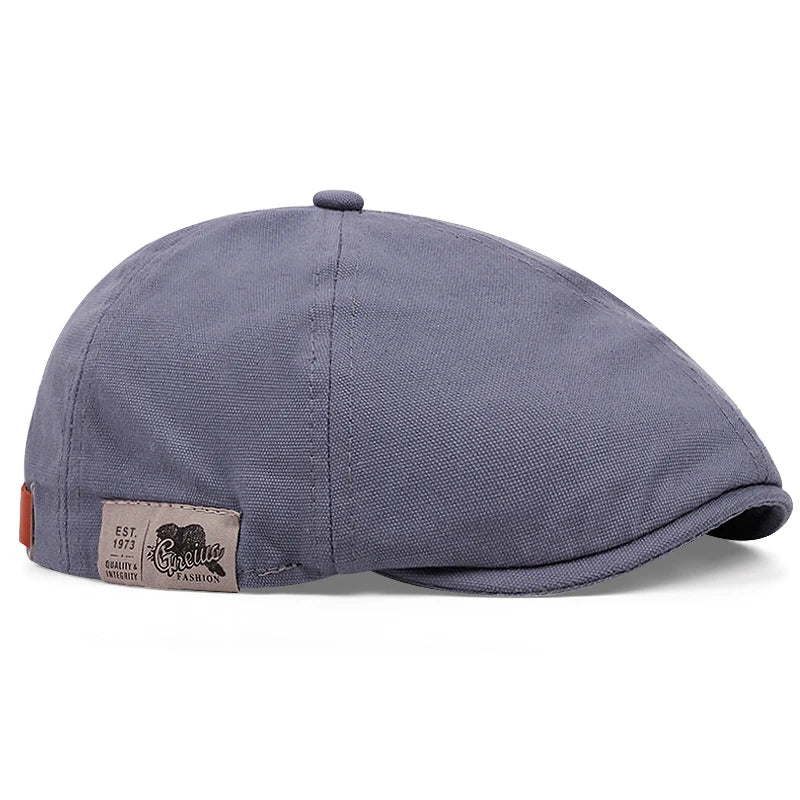 2024 New Men's Vintage Linen Fashion Hip Hop Solid Beret Side Label 1973 Women's Hat Vintage Beanie Crowd Style Sun Beret