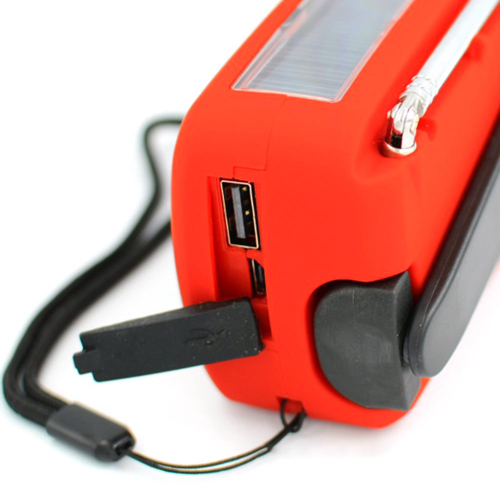 Solar Hand Crank Powered Camping Light With AM/FM Radio Outdoor 2000mAh USB Charging Multifunctional Hand Dynamo LED Flashlight