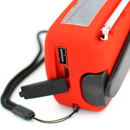 Solar Hand Crank Powered Camping Light With AM/FM Radio Outdoor 2000mAh USB Charging Multifunctional Hand Dynamo LED Flashlight