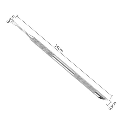 1/2 pcs Double-ended Stainless Steel Remover Manicure Sticks Tool Bevelled Nail Grinding File Circle Beveled Head Cuticle Pusher