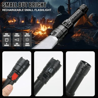 USB Rechargeable LED Flashlight Bright High Lumens,Zoomable Waterproof Torch,Portable Handheld Light for Outdoor Camping Hiking