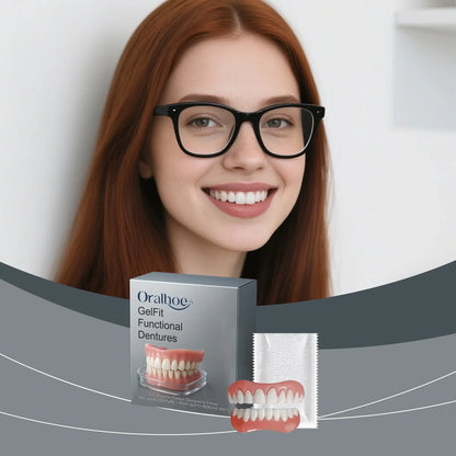 Silicone Dentures  Full Set Soft Safety Easy to Use Perfect Fit Oral Improve Tooth Loss Broken Temporary Denture Kit CK848-LJX