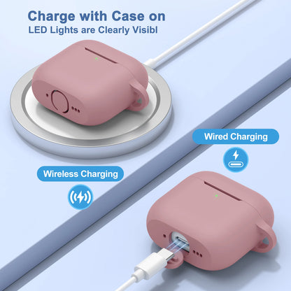 Soft Silicone Cases For Apple Airpods 4 Wireless Bluetooth Headset Cover For Air Pods 4 Protective Case With Lanyard Carabiner