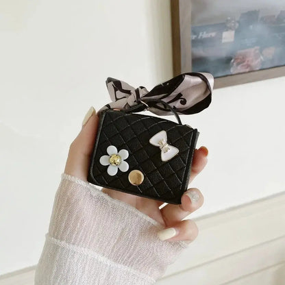 Fashion Leather Earphone Storage Bag Mini Creative Keychain Solid Color Pendant Earphone Case Bluetooth Headset Cover