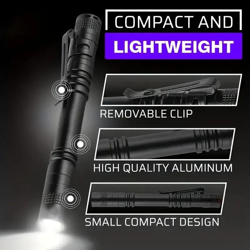 1/2PCS UV Flashlight 395nm Ultraviolet Torch With Pen Clip Portable Use AAA Batteries Light Pet Urine Scorpion Detector UV Lamp