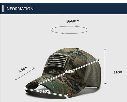 American Flag Camouflage Sticker Embroidered Baseball Cap Net Hat Men Outdoor Velcro Cap