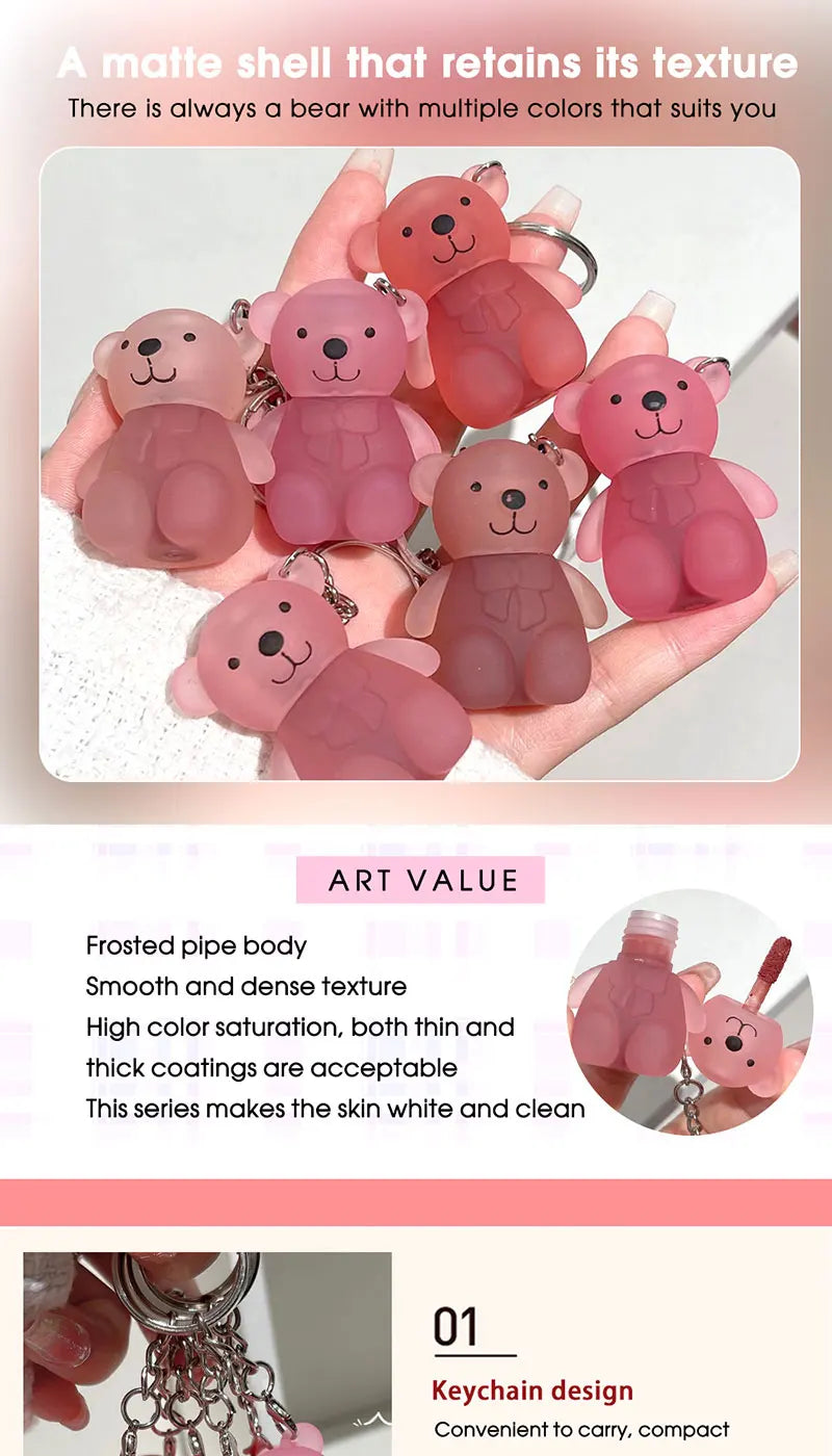 Art Value Bear Velvet Lip Clay with White Silky Lip Glaze Lipstick