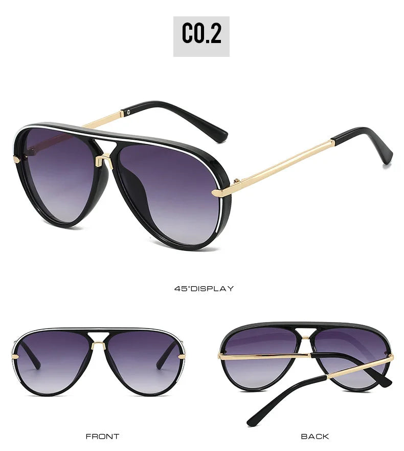 Trendy Oversized Pilot Sunglasses Women Men Vintage Retro Classic Designer Sun Glasses UV400 Protection Fashion Ladies Shades