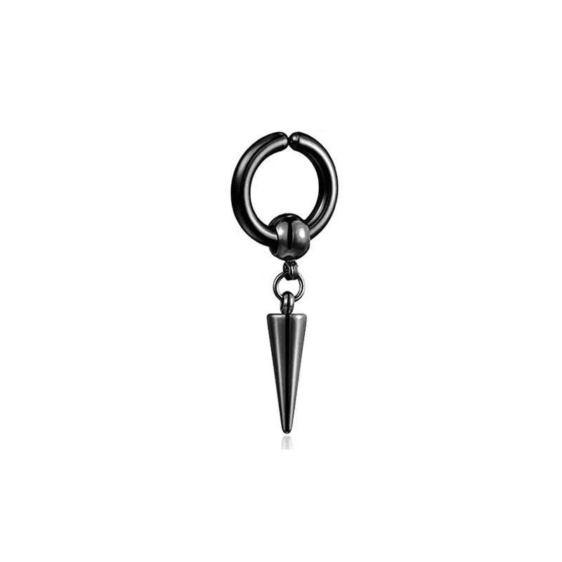 1 Pcs Clip On Hoop Earrings For Men Women Stainless Steel Fake Non Piercing Magnetic Dangle Earring Black Huggie Hoop