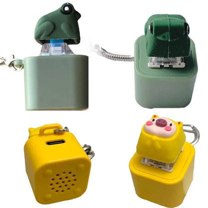 Croaking Frog Fidget Toy Keychain Rechargeable Frog Keychain with Sound & LED Lights, Funny Frog Keyboard Clicker Stress Relief
