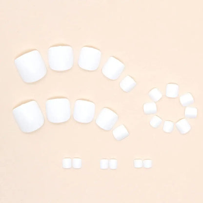 120PCS/Box Short Square Pressed Toenail Women'S White Fake Toenail Press, Perfectly Fits The Nail, Reusable Acrylic Fake Toenail