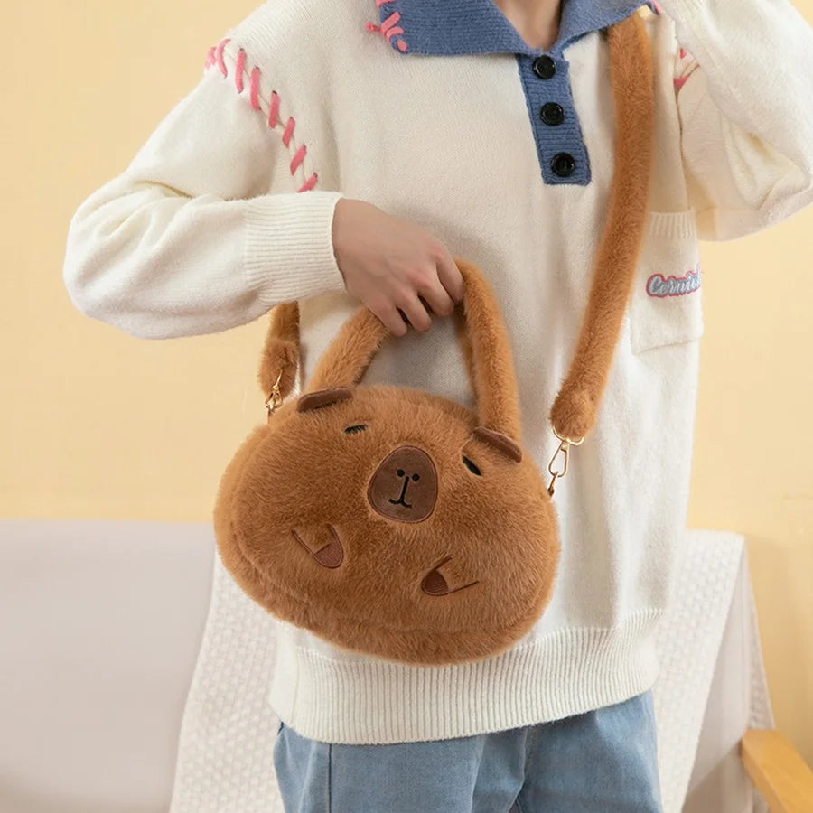 Capybara Plush Backpack Kawaii Fashion Plushie Doll Fur Pendant Children's Shoulder Bag Mini Knapsack Bags Gifts For Girlfriend