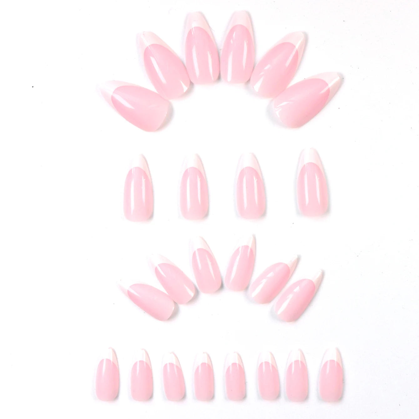 48pcs French black border hand and foot armour Glossy fake toenails fully covered with nude spring break toenails for women's na