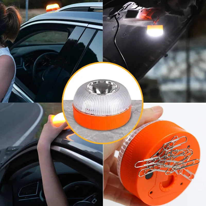 Led Car Emergency Light V16 Explosion Flashing Light Magnetic Induction Strobe Flashing Warning Light Safety Accessory