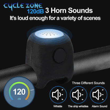 Electric Bicycle Bell Bike Horn 3 Sound Mode Motorcycle Warning Horn MTB Road Cycling Handlebar Bells Loud Bell for Safe Riding