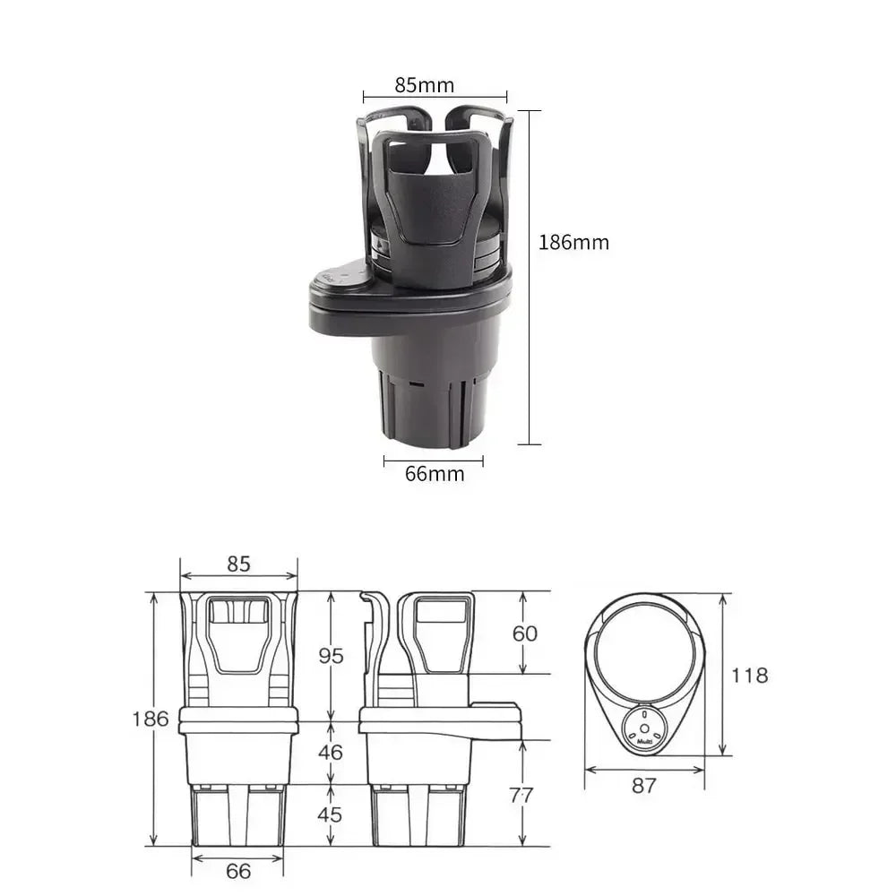 2026 Car Cup Holder Multifunction Adjustable Dual Cup Holder Expander Adapter Car Cup Mount Mobile Phone Holder