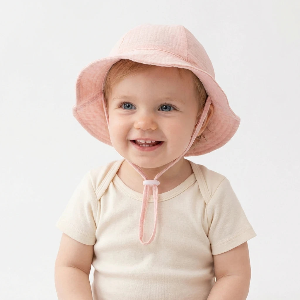 INS Baby Pure Cotton Basin Hat Sun-Protective Breathable Baby Fisherman Hat Solid Color Children's Sun Hat