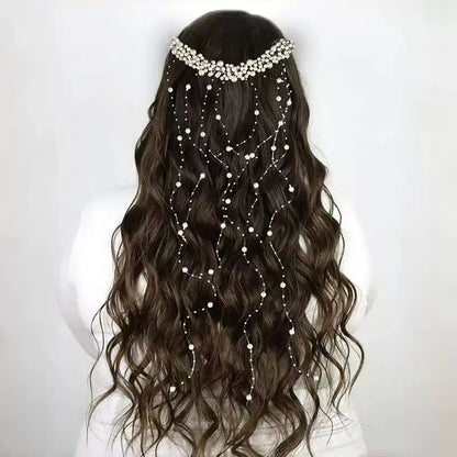 1 elegant artificial pearl hair comb with exquisite bead tassel for bride's wedding dress headwear