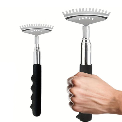 Extendable Back Scratcher the head has 15 rakes, Stainless Steel Portable Telescopic Rubber Handle Back Scratchers