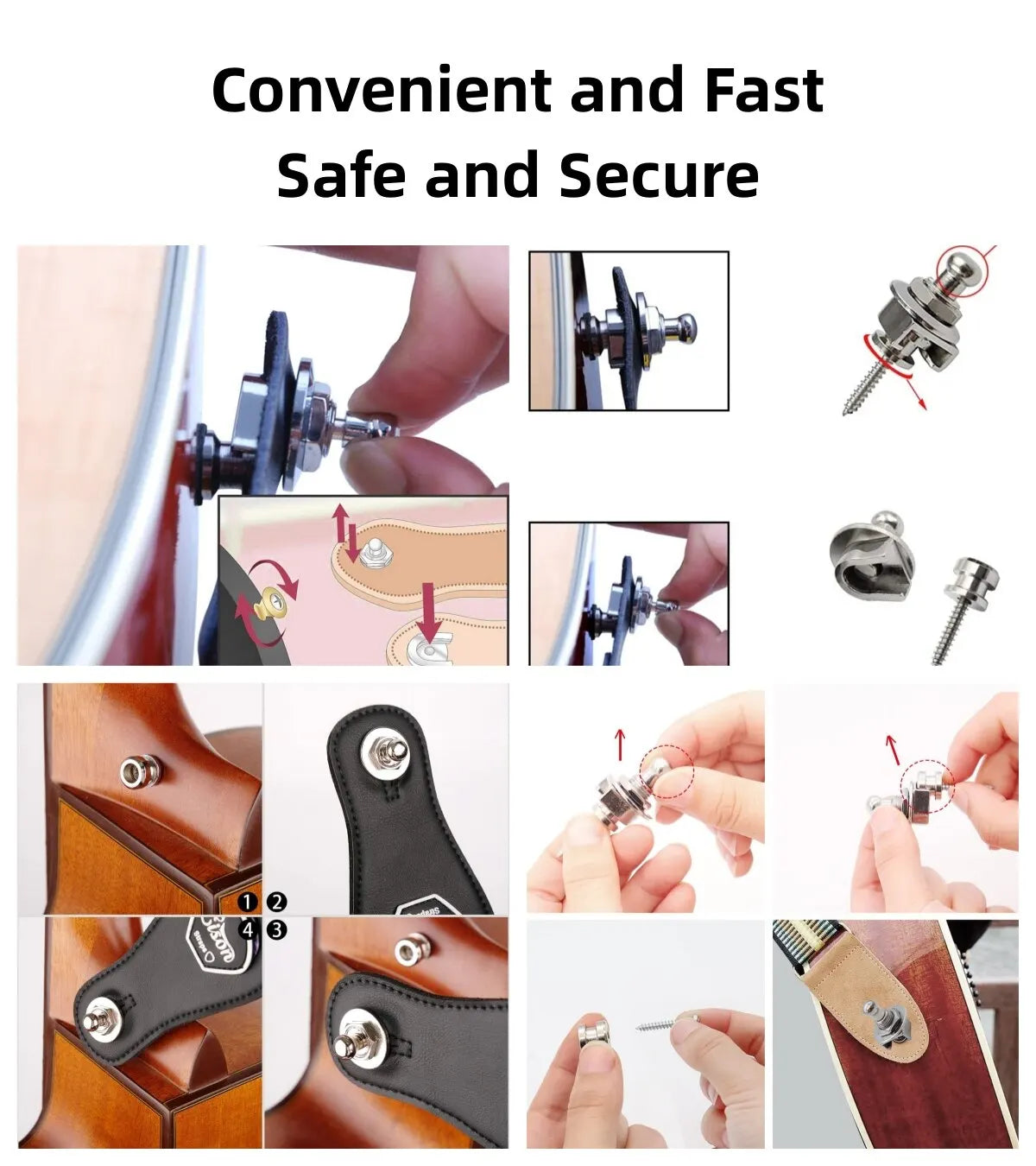 Guitar Strap Buttons Pins 1\2\4PCS 3 Color For Choose Premium Guitar Strap Locks Metal Security Strap Buttons Metal End Pins