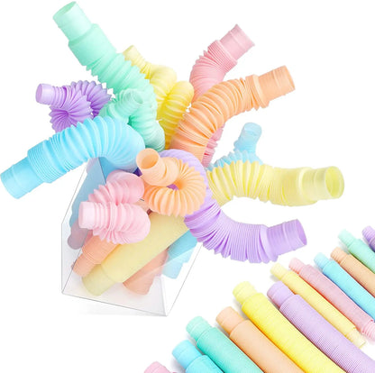 4 Pack Mini Pop Tube Sensory Fidget Toy Colorful Heavy-Duty  for Construction Building Educational Toys for Stress Autism ADHD