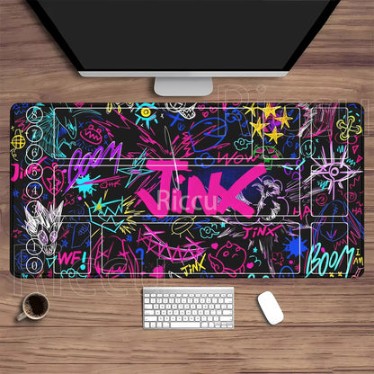 Riftbound LTCG Card playmat League of Mouse Pad Legends Jinx Series LOL 600x350mm overlock Board Game HD Printing XXL Desk Mat