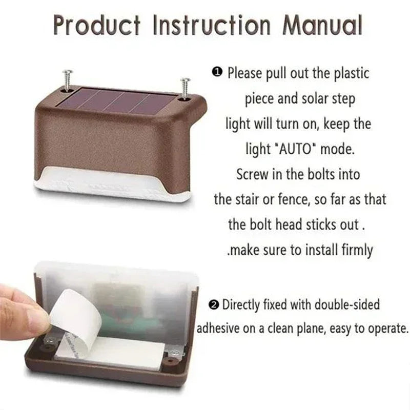 1~12PCS Solar Deck Light Outdoor IP65 Waterproof Solar Power Garden Lamps for Railing Stairs Step Fence Yard Patio Pathway