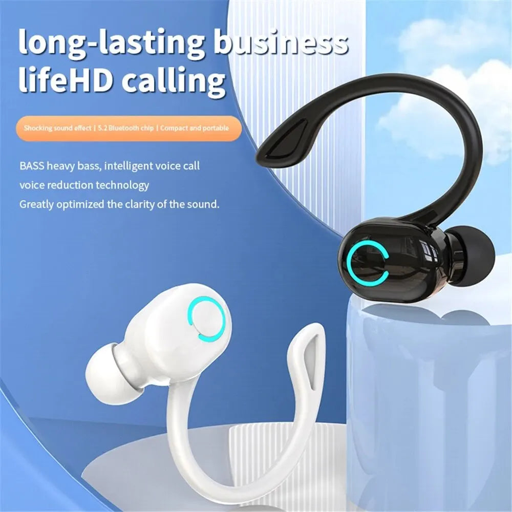 Bluetooth 5.2 Wireless Headset Single Ear-Hook Earplugs Ultra Long Battery Life Business Earphone Mobile Phone Headphone Earbuds