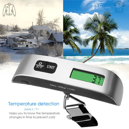 50kg Hanging Baggage Scale Digital Luggage Scale LCD Display Portable Suitcase Weighing Scale Travel Luggage Weight Scale