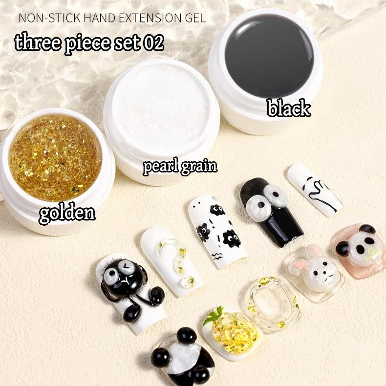 3D Nail Gel, Non-Sticky Hard Long-Lasting Overlay, Creates 3D Bow Geometric Letter Shapes, Salon Quality, Soluble Residue-Free A