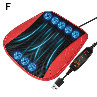 Summer Universal Car Cooling Cushion with 5/8 Fans, Three Wind Adjustment Cooled Chair Pad USB Seat Cushion Interior Accessories