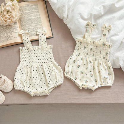 Summer Outfit Kids Baby Clothes Cotton Sleeveless Rompers Newborn Girls Clothes Toddlers Flower Bow Kids One-pieces Bodysuits
