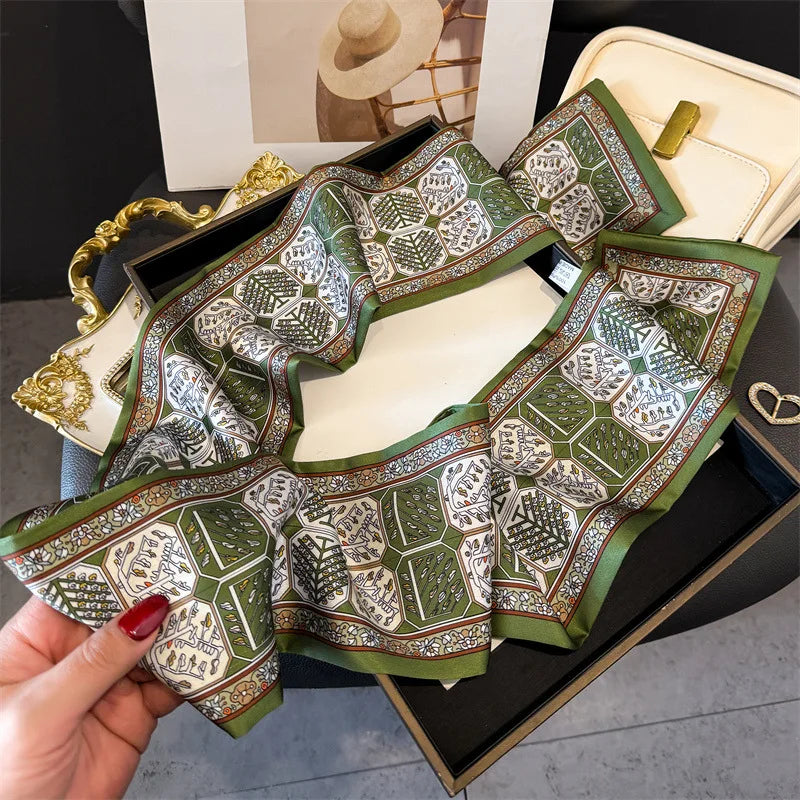 Fashion Skinny Silk Scarf for Women Letter Hair Ribbons Headbands Bandana Female Bag Wrist Wrap Neckerchief Foulard Neck Ties