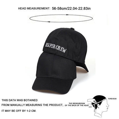 Unisex Rear Seal REAPER CREW Embroidery Baseball Caps Spring And Autumn Outdoor Adjustable Casual Hats Sunscreen Hat